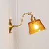 Farmhouse Vintage Glass Wall Light Fixture Green Amber Glass Industrial Wall Sconce Gooseneck Adjustable Arm Antique Gold Bedroom Wall Lamp for