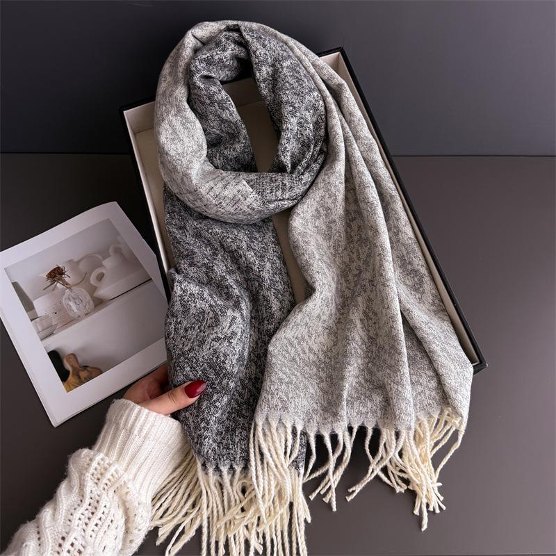 Fashion Double Side Women Winter Warm Scarf Tassels Shawl Cashmere Foulard Pashmina Hijabs Lady Scarves Wraps