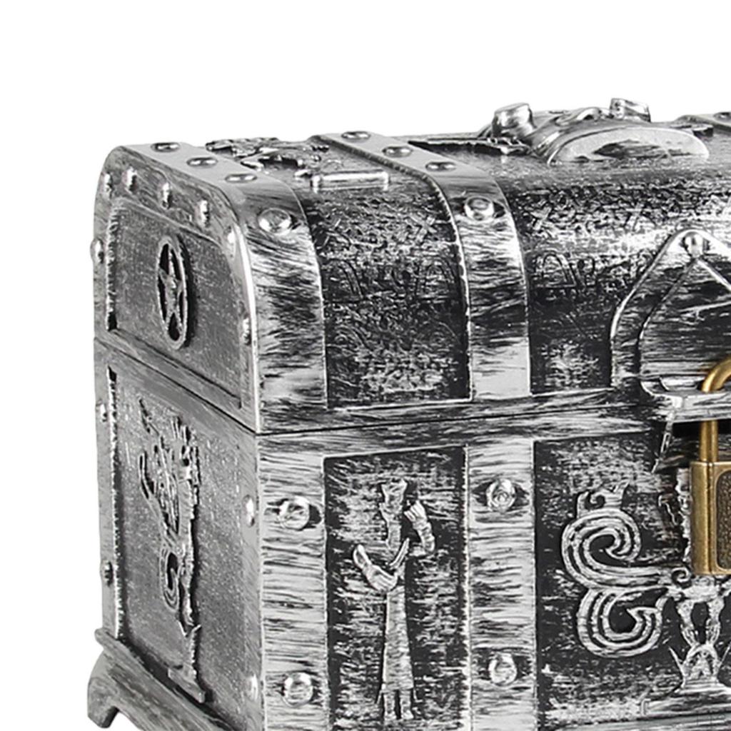 Antique Pirate Chest with Lock for Storing Trinkets and Bills