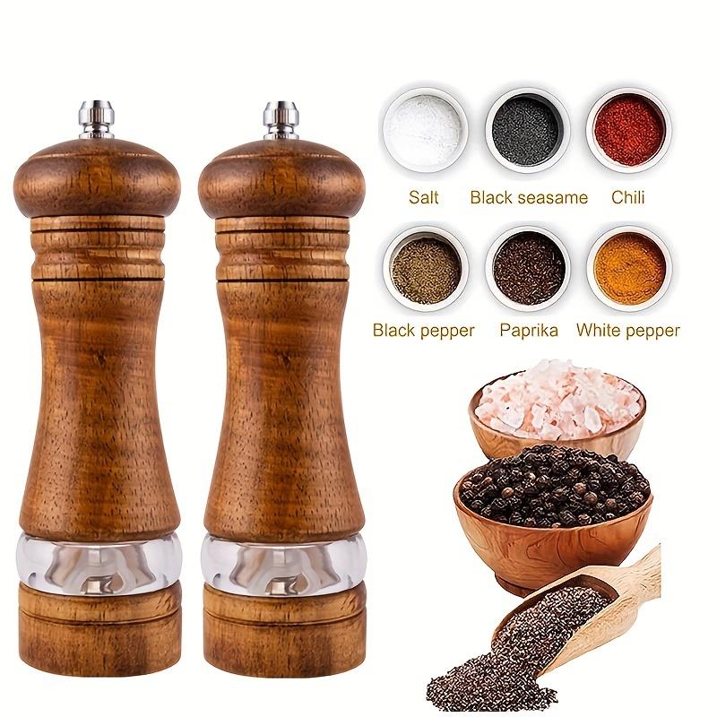 

6 Inch Manual Pepper Grinder Rubberwood Acrylic Ceramic Core Fresh Ground Spice Mill