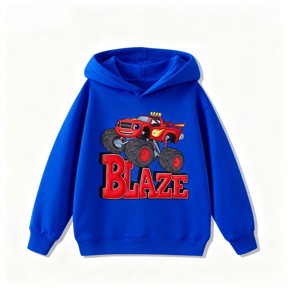 Speed Cyclone Car Team Monster Flame Car Children's Hoodies Boys and Girls' Clothing Autumn and Winter Warm Children's Hoodies