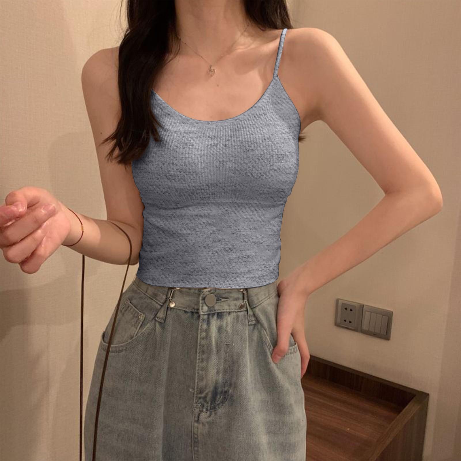 

Жіночий суцільний колір без рукавів, топ з пупком One Size