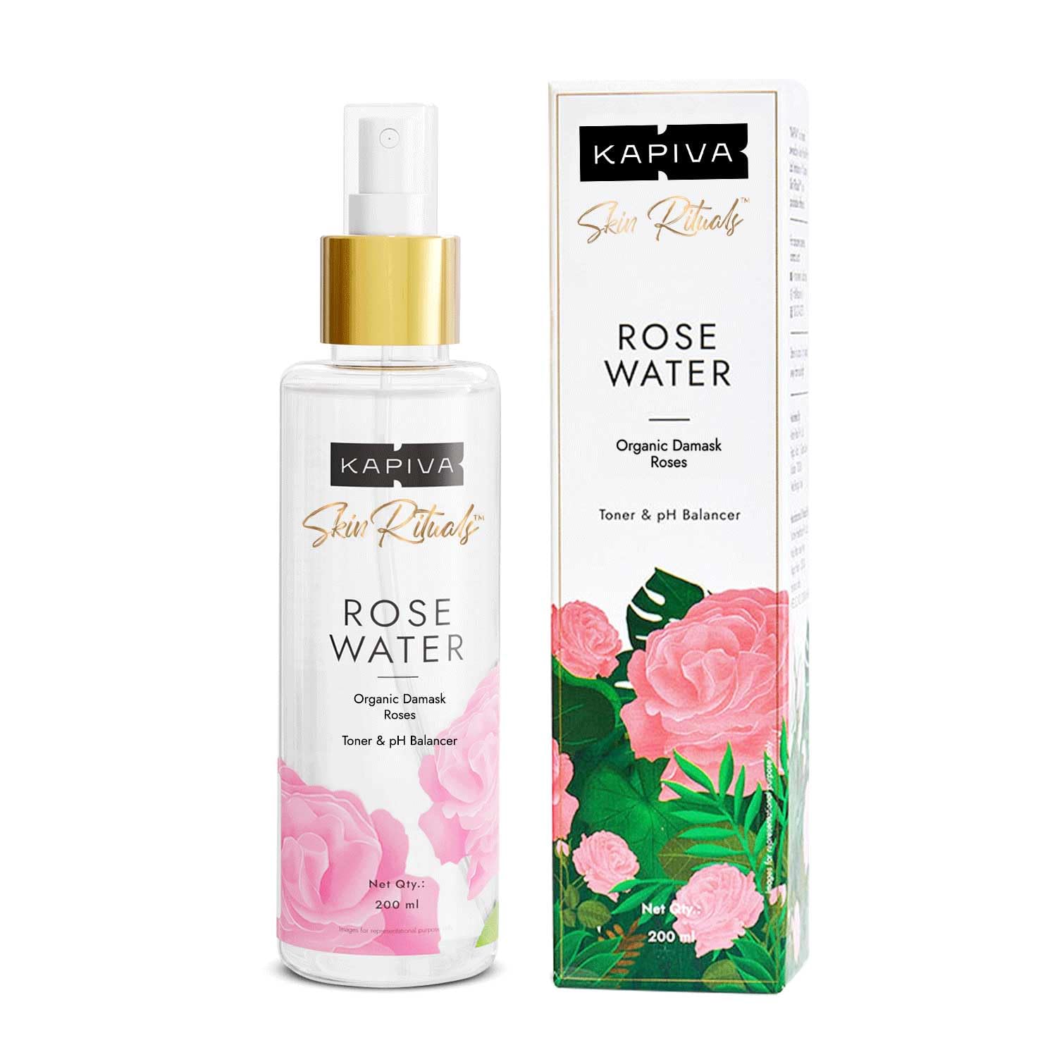 

Kapiva Organic Rose Water 200 Ml Face Mist And Toner For Hydrated Skin Oil Control Pack Of 1