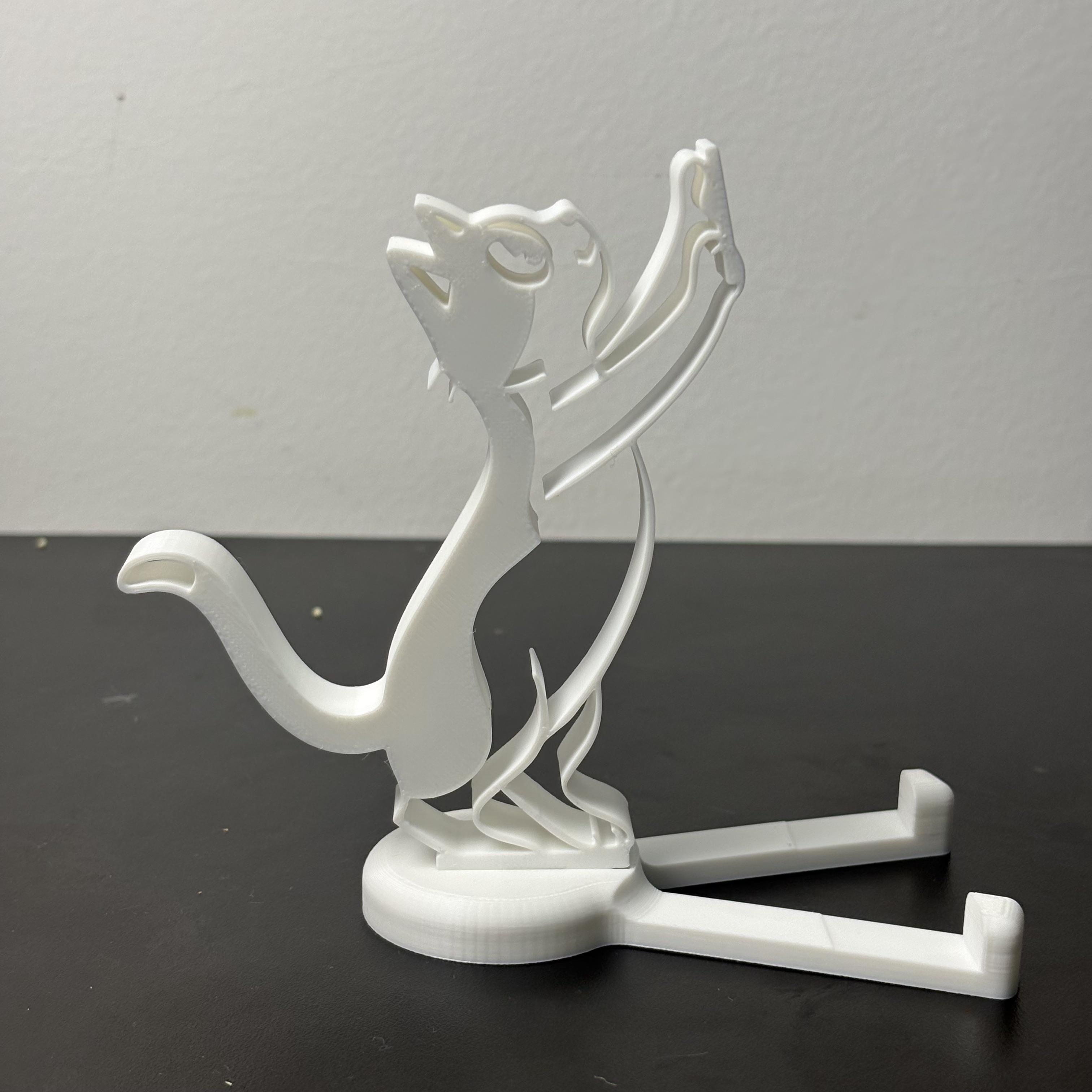 

Durable Plastic Cute Cat Phone Stand, Creative Cartoon Desktop Holder, Detachable Hands-Free Universal Design for Desk белый