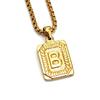 Necklace Jewelry Men's 18K Gold Square Double-sided 26 English Letter Pendant Titanium Steel Necklace