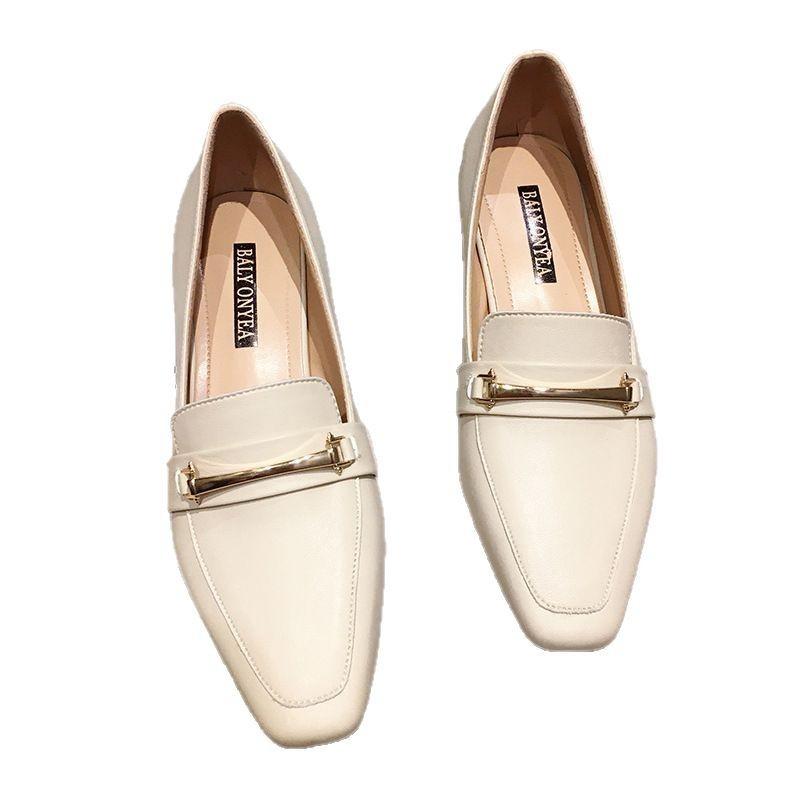 Square Head Shallow Mouth Single Shoes Women's Thick Heel Small Leather Shoes Medium Heel Professional Work Shoes Versatile Comfortable Casual Women