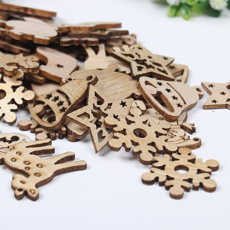 100 pezzi/set di trucioli di legno di Natale