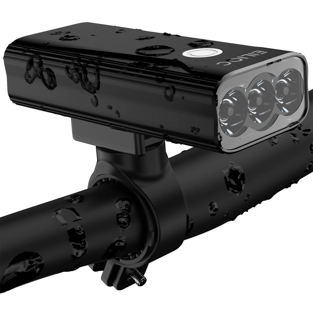 6400mAh 1200 Lumen Type C Rechargeable Waterproof Road Bike High Large Bright Bicycle Aluminum Cross Bike LED Headlight with 5 Simultaneous Lights and