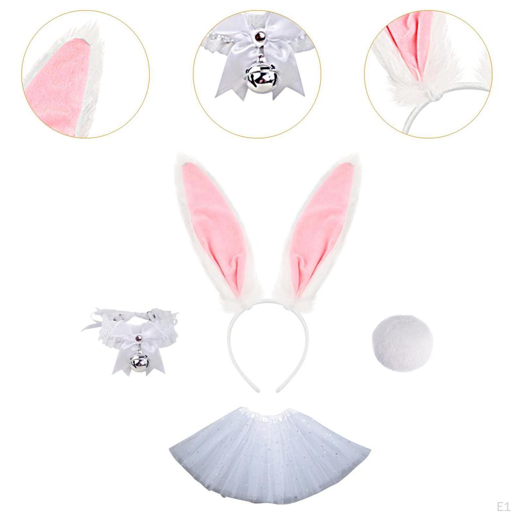 Bunny Ears Headband Tail Set Costume Accessories for Animal Themed Parties