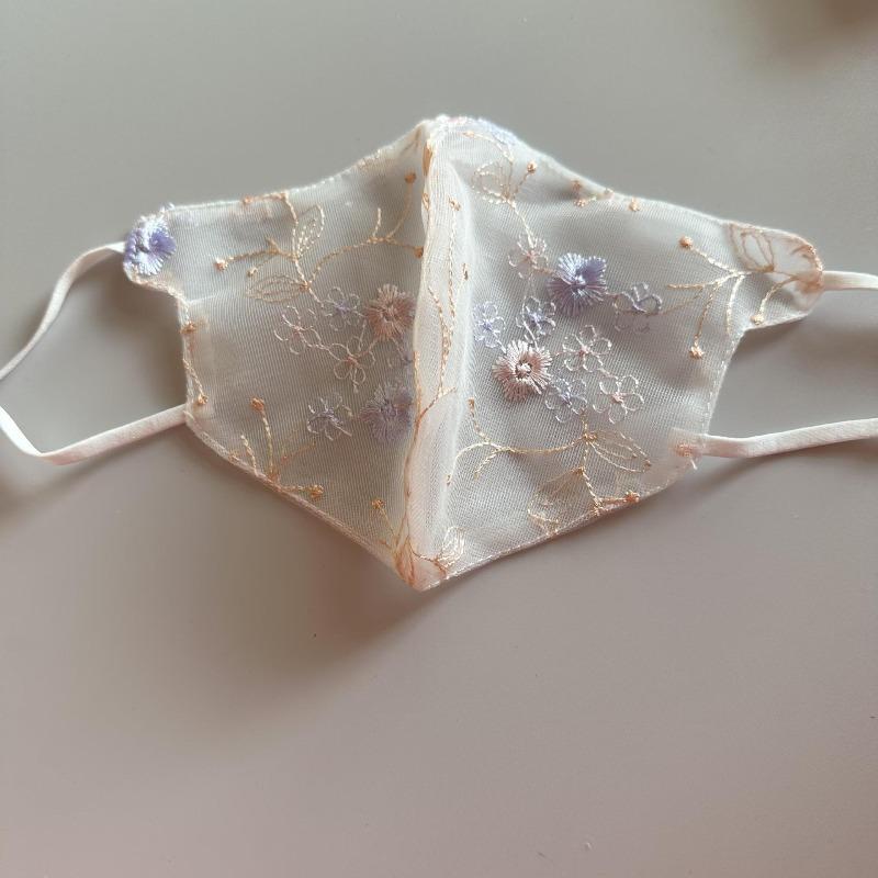 

Anti Wind, Dust, Sun Protection, Washable, Exquisite Mesh, Embroidered Lace Mask Smooth version белый