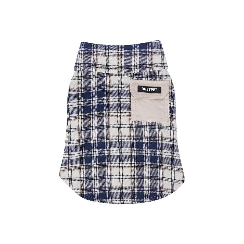 

Pet autumn and winter two-legged plaid shirt color matching lapel anti-hair loss jacket Schnauzer than bear puppy dog walking clothing 2XL