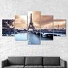 Eiffel Tower Romantic Paris France 5 Piece Five Panel Wall Canvas Print Modern Art Poster Picture Home Decor Gift For Him For Her