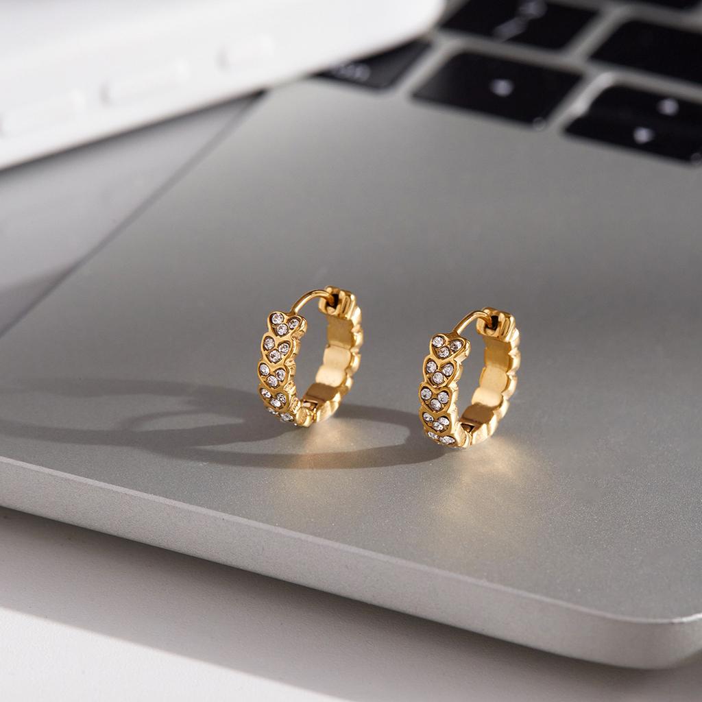 Europäische und amerikanische Edelstahl-Strassstein-Ohrringe Ohrringe leichter Luxus Ohrringe nicht verblassend Edelstahl