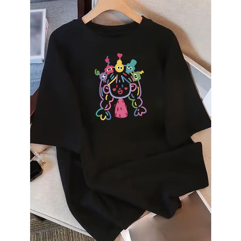 T-shirt da donna a maniche corte con design e stampa unici, nuovo stile estivo ampio per il 2025, top valorizzante per