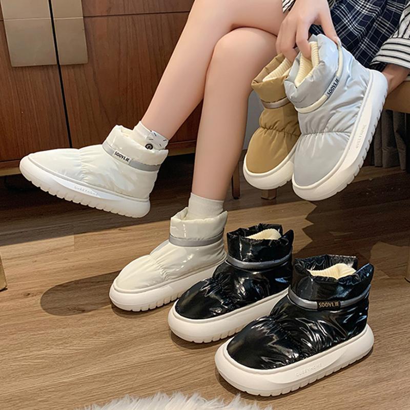 Fashion Women's Waterproof Down Cotton Padded Shoes Warm Plush Thick Bottom Snow Boots Women 2025 Platform Non-Slip Winter Ankle Boots