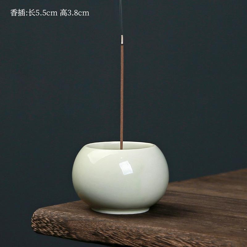 Grass and wood ash small incense burner home sandalwood incense fumigation stove indoor Zen white porcelain incense burner