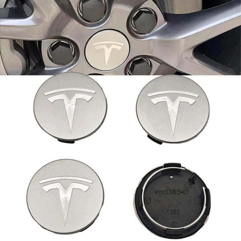 ANC1 4pcs/set 56mm Matte Silver Original Car Wheel Center Caps Emblem Rims Hub Cover Logo Badge For Tesla Model 3 Y X S Accessories