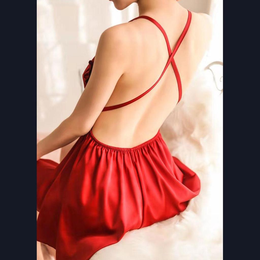 Summer Silk Women's Plus Size Pajamas Charming Solid Color Sexy Temptation Straps Autumn Pajamas Sweet
