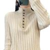 Women's Loose Wool Pullover Sweater with Half-High Collar