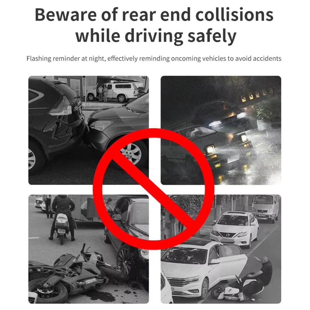 Solar Warning Light Car Rear Collision Prevention Free Breathing Light Motorcycl Electric Vehicle Bicycle LED Tail Flashing Ligh