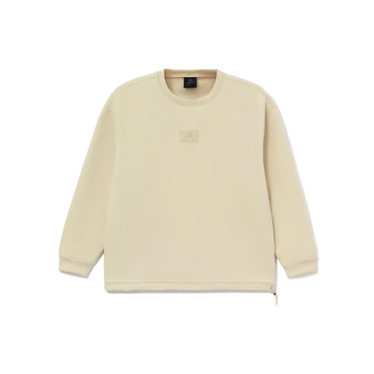 Li Ning X Artist DFT Collaboration Wade Series Fun Pattern Loose Fleece Warm Crewneck Sweatshirt Winter Unisex Sweatshirt Khaki AWDRE75-2