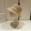 Vintage Straw Pearl Straw Hat Bell-shaped Big Brim Sunshade Straw Top Hat Women's Xia Hepburn Hat Elegant Beach Hat