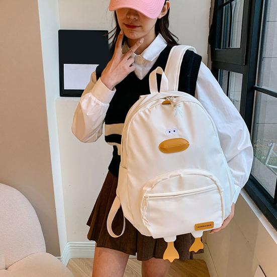 Cute Duck Backpack Teens Nylon School Bag Large Capacity Duck Daypack with Adjustable Strap for Students Travel Daily Outing Street
