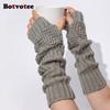 Botvotee  Arm Warmers Y2k Accessories Sleeves for Women Free Shipping Winter Long Sleeve Fingerless Gloves Knit Balck Arm Guard