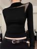 Women's Trendy Autumn Mesh Spliced Long Sleeve Slimming Top