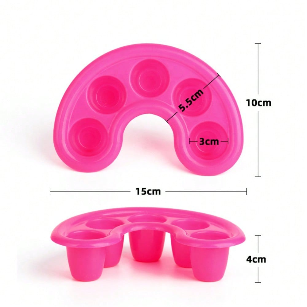 2pcs Nail Art Five Finger Soaking Bowl, Five Hole Separated Soaking Bowl, Softening Keratin Removal Tool, Professional Nail Care Tool