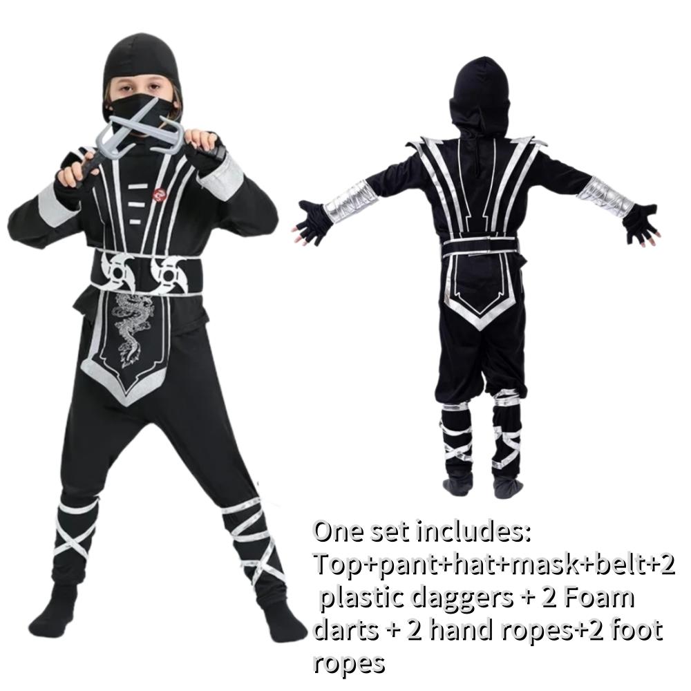 Halloween Child Ninja Kids Cosplay Costume for Boys Girls Samurai Costumes KungFu Dragon Ninjago Jumpsuit With Trident Outfits