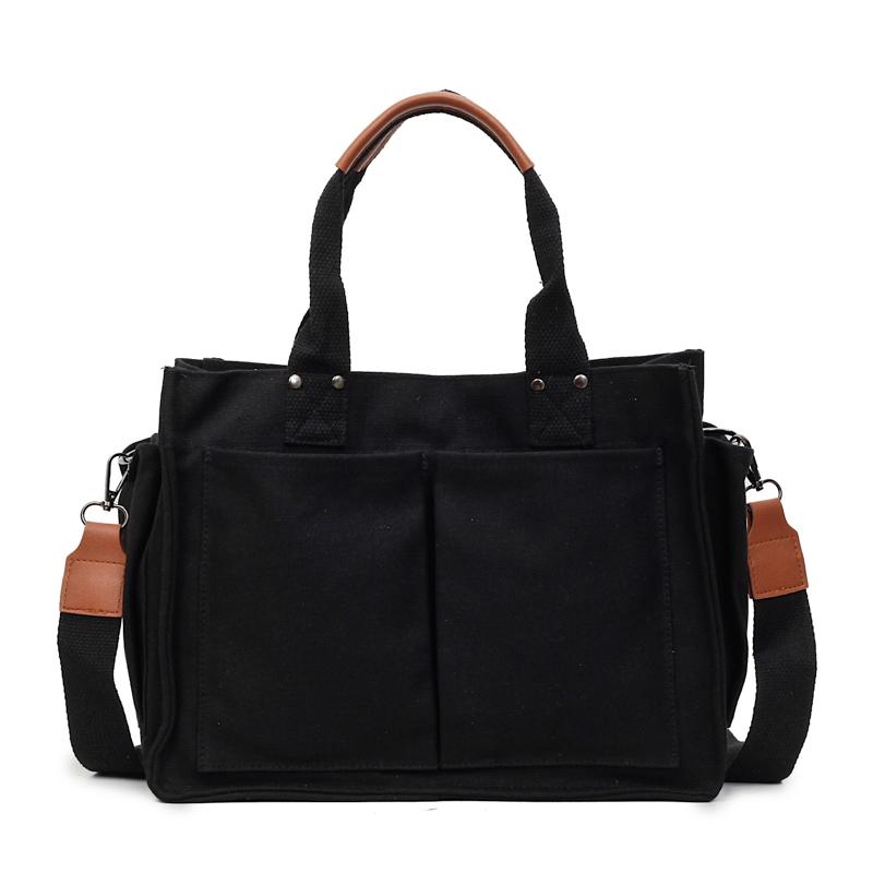 

Fashionable Large Capacity Multi-Pocket Canvas Shoulder Crossbody Bag for Mothers And Babies with Mobile Phone Pocket чёрный