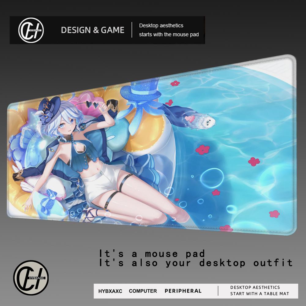 HYBXAXC Furina Focalors Mouse Pad Large Xxl Genshin Impact Mousepad Computer Keyboard Padding Anime Genshin Accessories Desk Mat