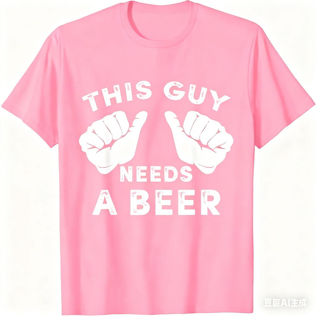 2026 New Fashion Trend Interesting I Need Beer Graphic Print Street Fashion Loose Crew Neck Versatile Top for Unisex and Women