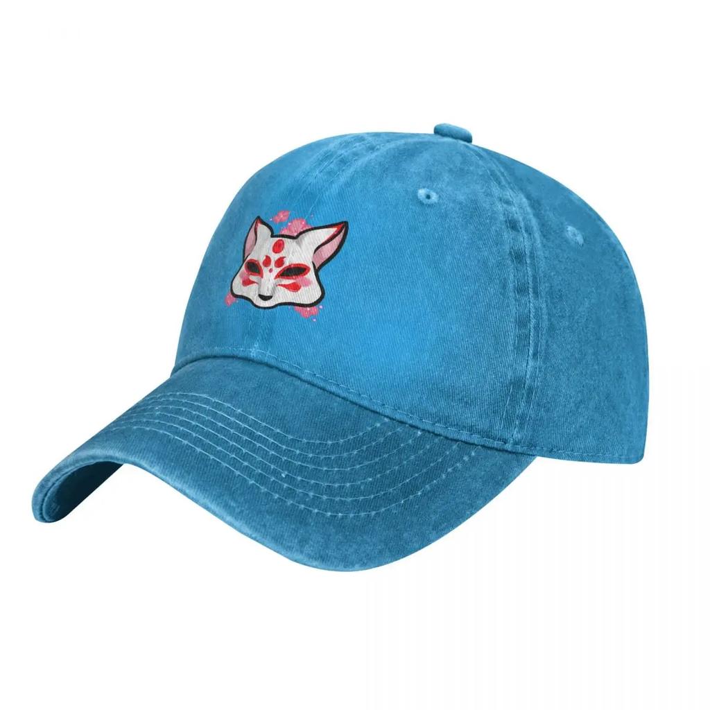 Kitsune Fox Mask Baseball Cap Japanese Style Cotton Adjustable Casual Adults Sports Hat