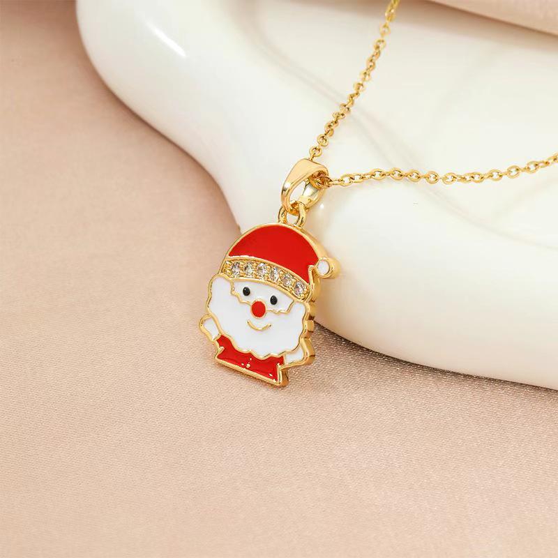 European & American Christmas Titanium Steel Necklace: Trendy Women's Fashion with Micro-inlaid Zircon Pendant