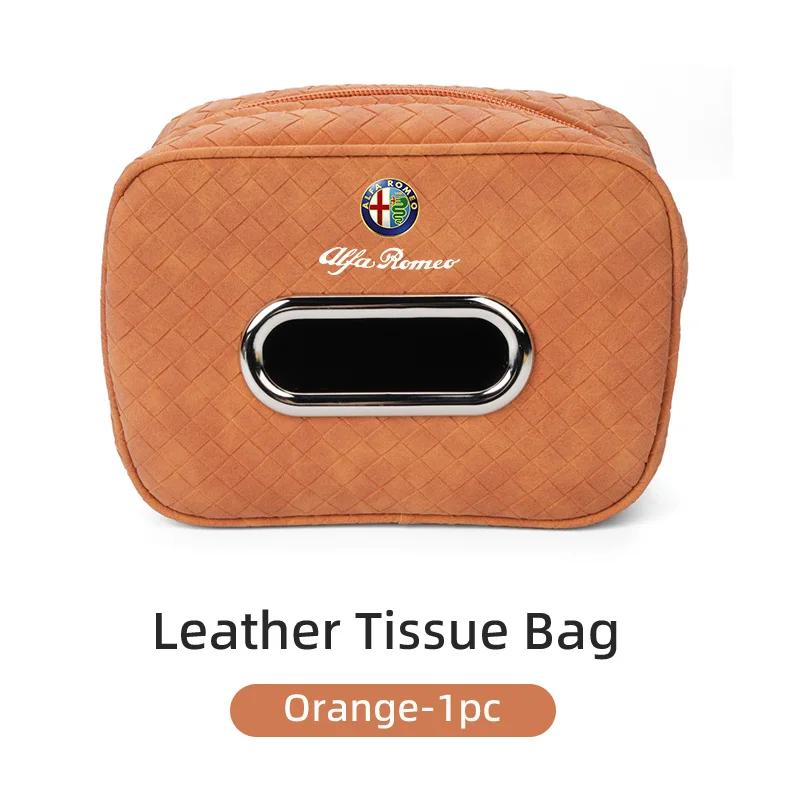 Car Stickers For Alfa Romeo Car Tissue Box Leather Seat Back Hanging Napkins Paper Towel Bag For Alfa Romeo 159 Giulietta Giulia