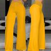 Women Hollow Wide Waistband Long Pants High Waist Solid Color Wide Leg Flared Trousers Yoga Sport Gym Pants