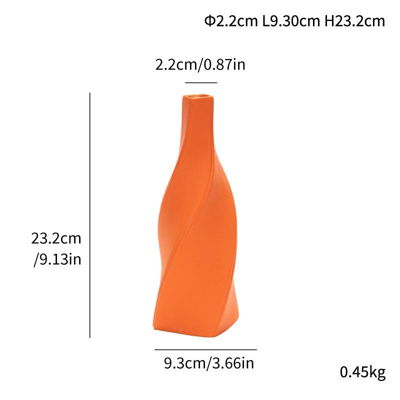 LuBao Geometric Narrow Mouth Ceramic Vase – Light Luxury Home Decoration