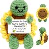 Positive Turtle with Sunflower Design - Fun Inspirational Tortoise Figurine, Creative Gift for Home Desk Decor & Encouragement