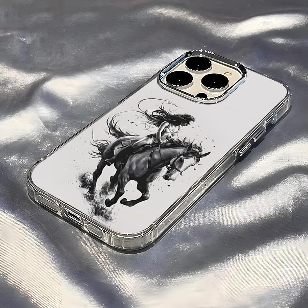 

Cool Girl Riding A Horse Phone Case For IPhone 17 Pro Max 16 15 14 Pro Max IPhone 13 Pro Max 11 Plus Transparent Cover iPhone 14