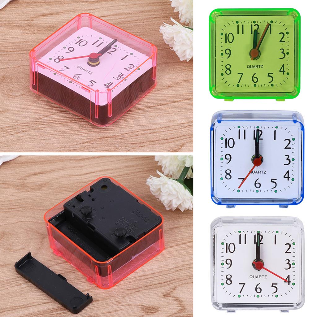 Mini Square Alarm Clock Analogs Nonticking Battery Operated Clocks for Children Boys Girls Birthday Gift Attachments