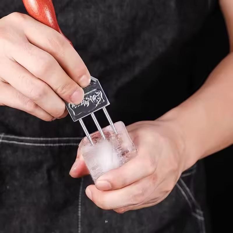 Ice Pick - Sturdy Ice Chipper Bartender Knife Ice Knife 304 Stainless Steel Three Pronged Ice Crusher for Cocktail Bartender
