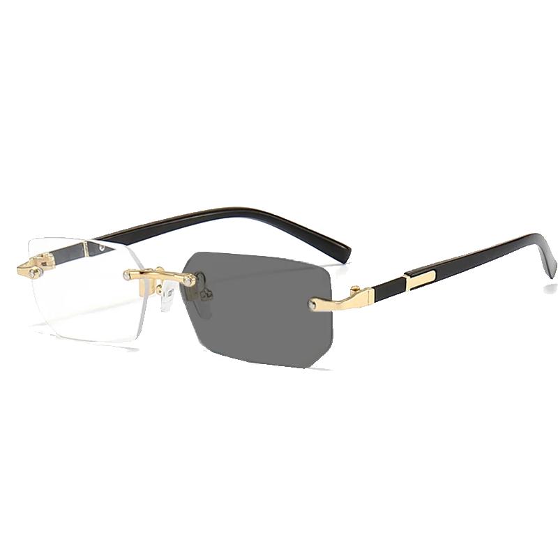 New Rimless Photochromic Presbyopia Senior Sense of Business Style Men's Reading Glasses Outdoor Sun Shading Sunglasses