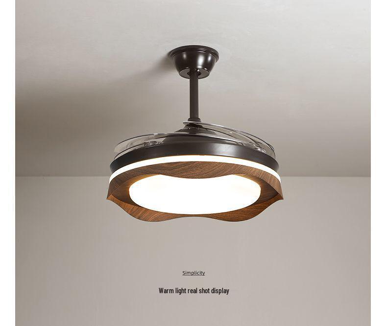 Walnut Wood Ceiling Fan with Silent Operation and Integrated Light - Chinese Style for Living Room, Bedroom, and Dining Room