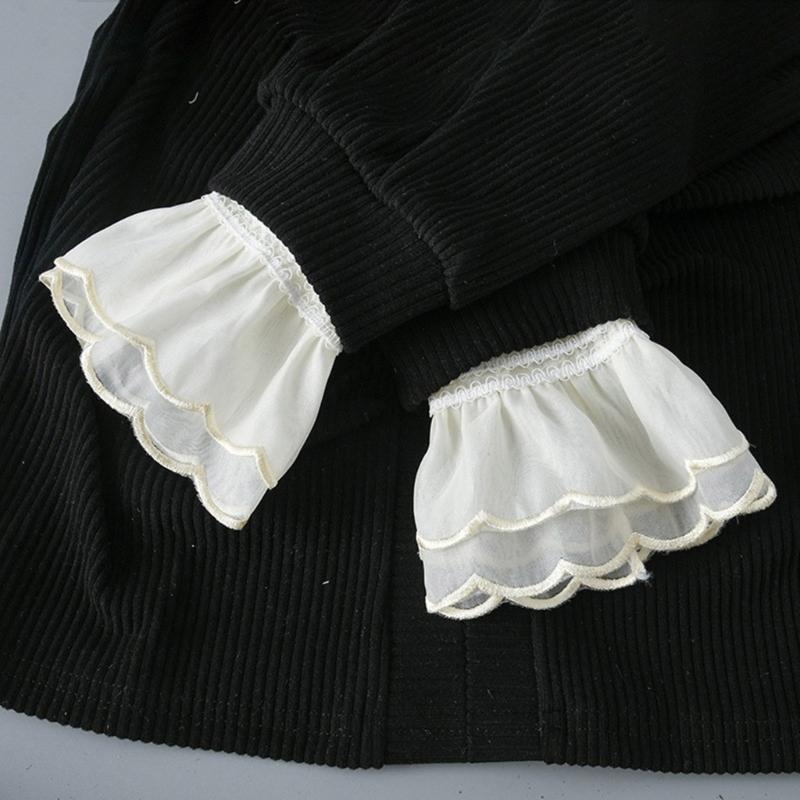 Wrist Cuffs Flared Ruffled Cuffs for For Shirt Sweater False Sleeve Ornaments Detachable Sleeves Cuffs Golden Brim