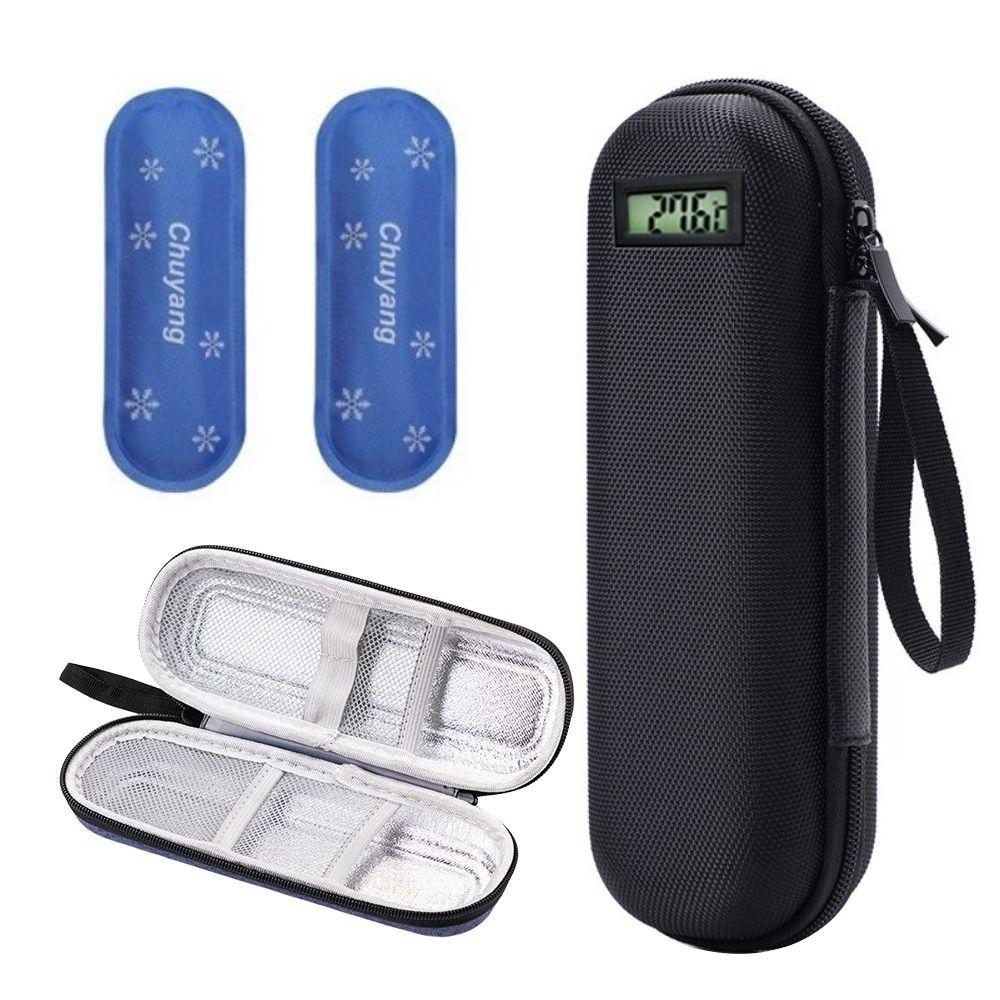 Thermometer Display Insulin Cooler Travel Case Waterproof Thermal Insulated Insulin Cooling Bag Cooling with Ice Pack