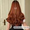High Quality Copper Brown Wavy Wig Women With Long Curly Hair Full Head Round Face Internet Famous Bangs Fluffy Top Set