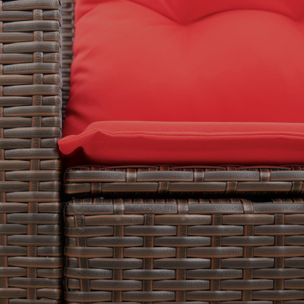 Garden Sofa with Cushions 2 Seater Brown Poly Rattan