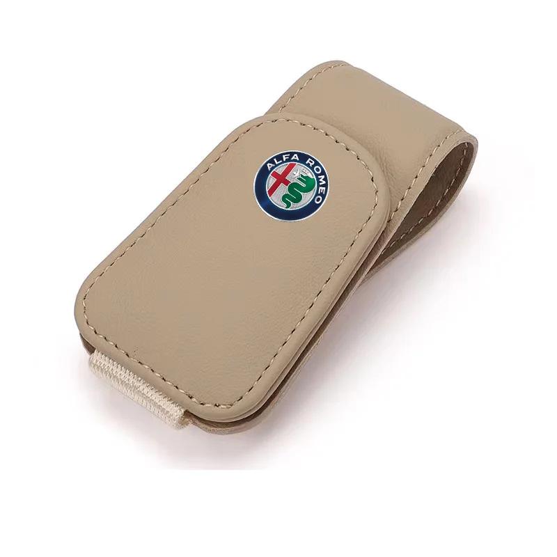 

For Alfa Romeo 2026 Hot Sticker Car Glasses Clip Sunglasses Ticket ID Holder For Alfa Romeo Giulia Stelvio Giulietta 156 159 147 For Alfa Romeo бежевый